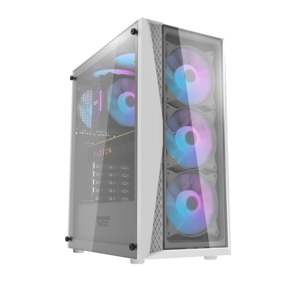DARKFLASH DK352 ATX TOWER CASE W/ MESH FRONT, TEMPERED GLASS SIDE PANEL, 4 ARGB FANS