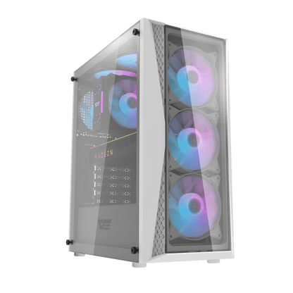 DARKFLASH DK352 ATX TOWER CASE W/ MESH FRONT, TEMPERED GLASS SIDE PANEL, 4 ARGB FANS