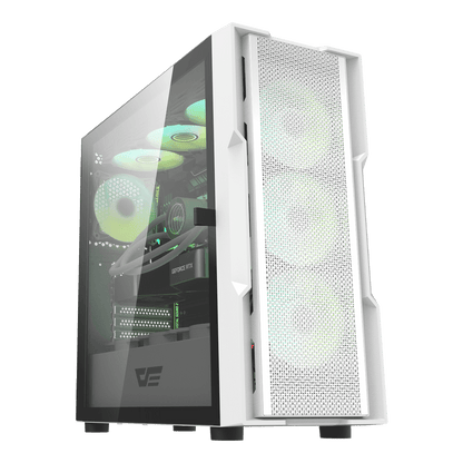 DARKFLASH DK431 ATX TOWER CASE W/ TEMPERED GLASS SIDE PANEL (WHITE)