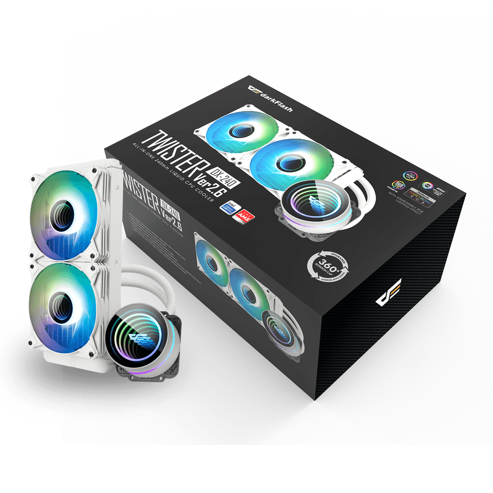DARKFLASH TWISTER DX240 V2.6 ARGB AIO 240MM LIQUID CPU COOLER (LGA1700 READY)