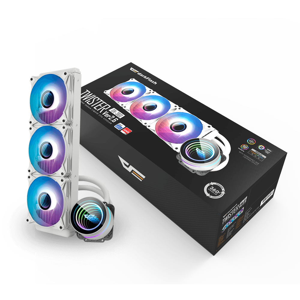 DARKFLASH TWISTER DX360 V2.6 ARGB AIO 360MM LIQUID CPU COOLER (LGA1700 READY)