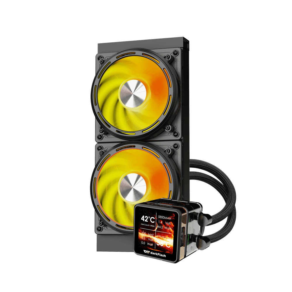 DARKFLASH EXPLORE DE240 ARGB AIO 240MM LIQUID CPU COOLER W/ 2.88" IPS DISPLAY