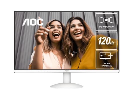AOC 27B30H3/BW 27" FHD WIDE LED IPS FRAMELESS MONITOR 120HZ WLMNT (VGA, HDMI) WHITE