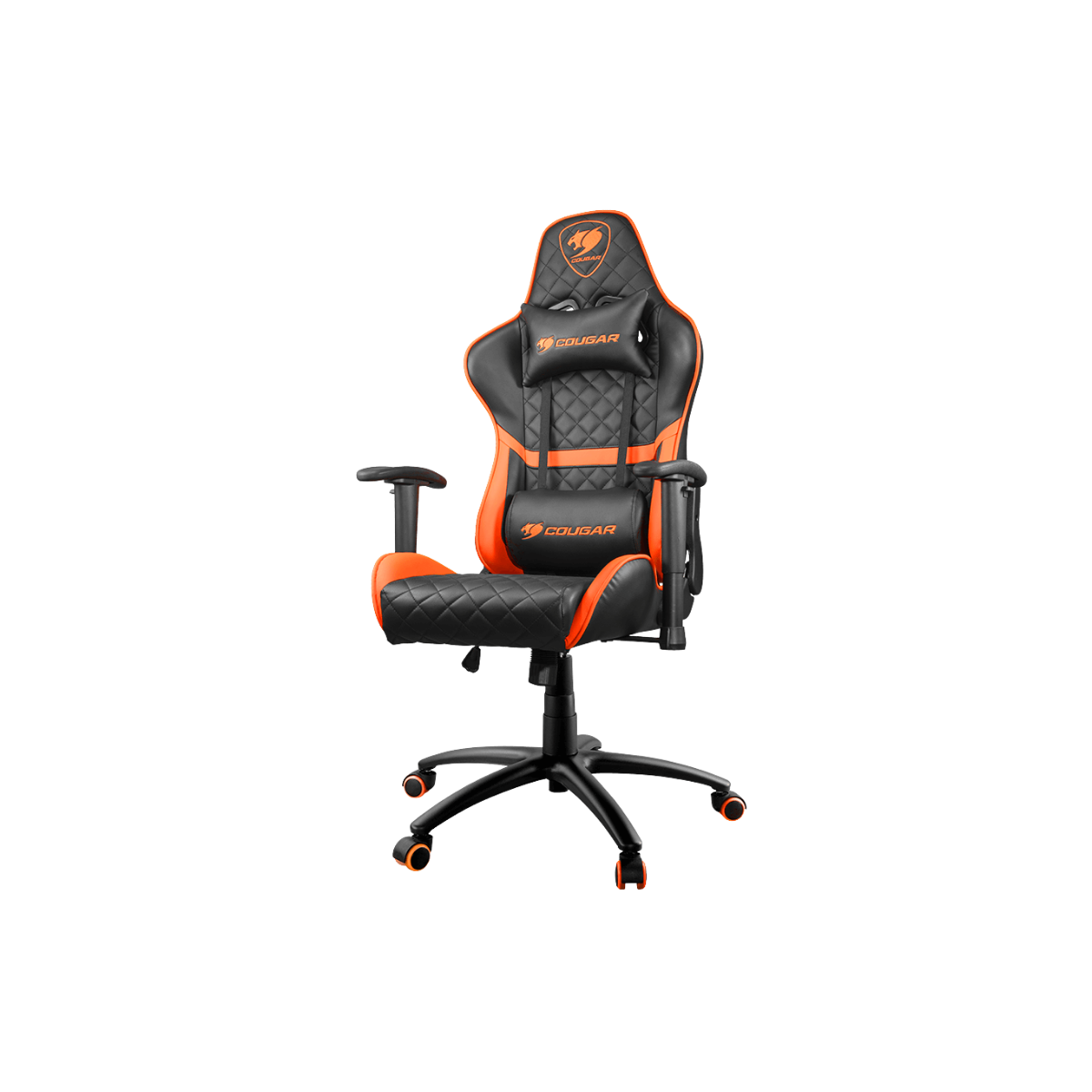 COUGAR ARMOR ONE GAMING CHAIR W/ HEADREST & LUMBAR CUSHION (BLACK/ORANGE)