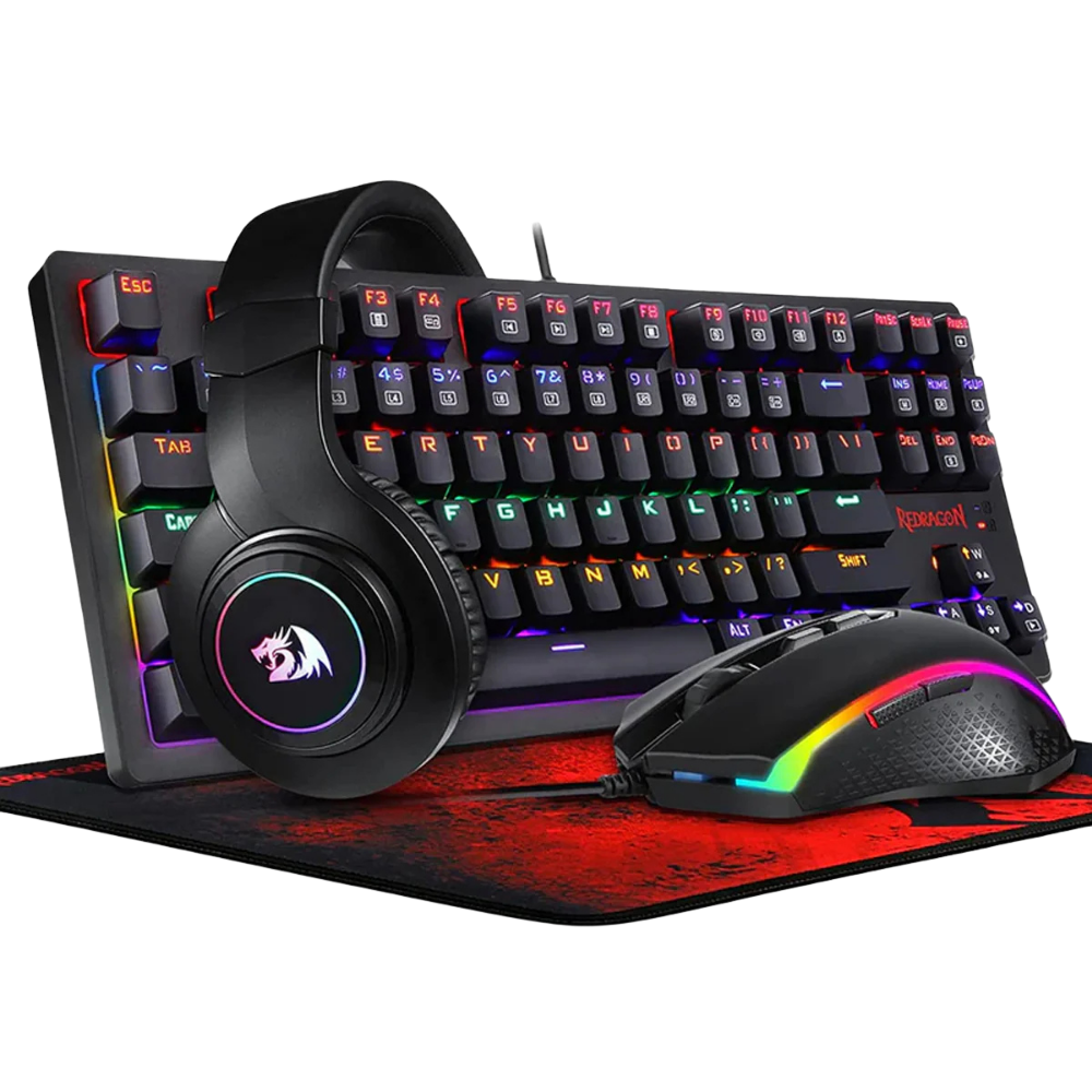 REDRAGON S113P-KN GAMING SET (KEYBOARD+MOUSE+HEADSET+MOUSE PAD)
