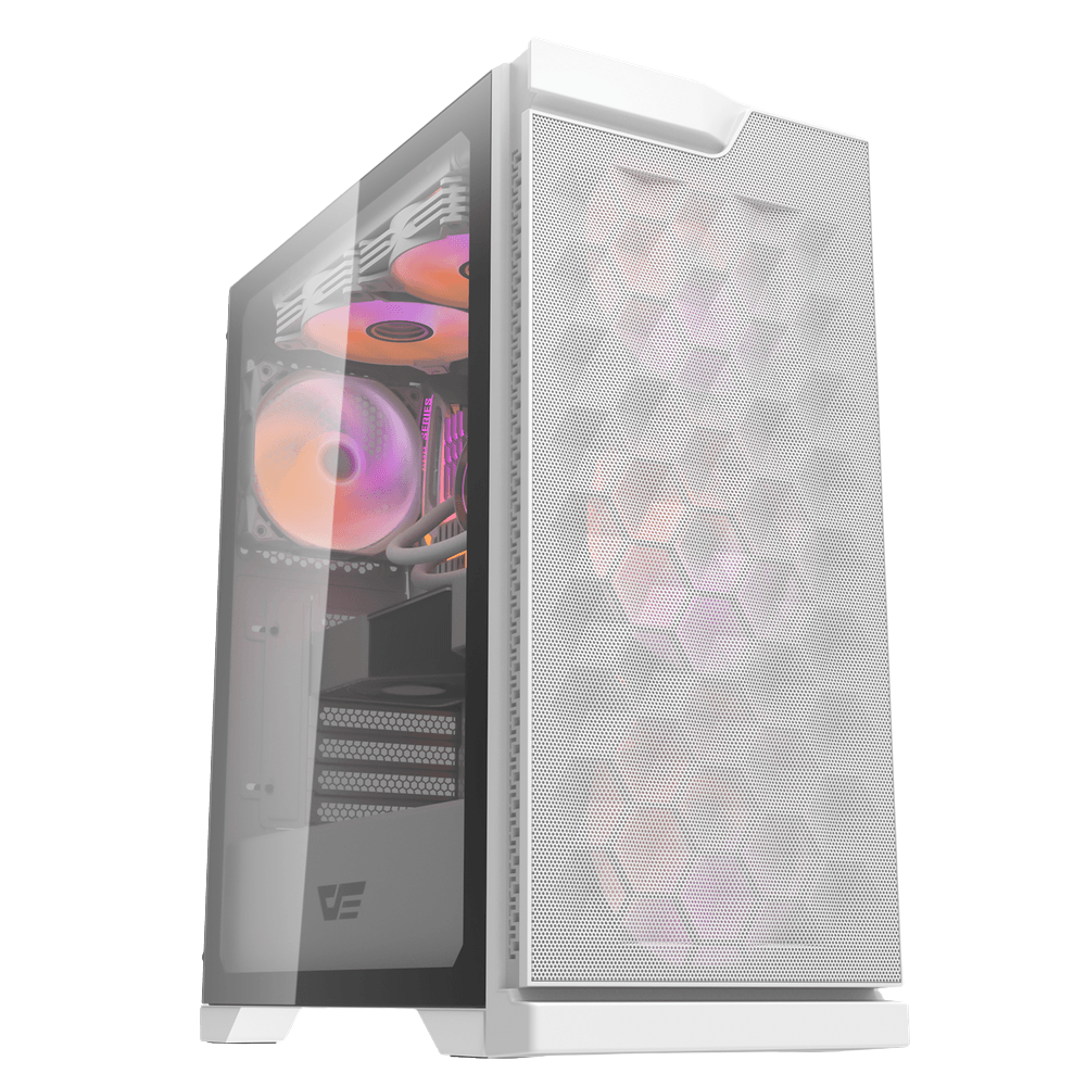 DARKFLASH DK361 ATX TOWER CASE W/ TEMPERED GLASS SIDE PANEL, 4 ARGB FANS