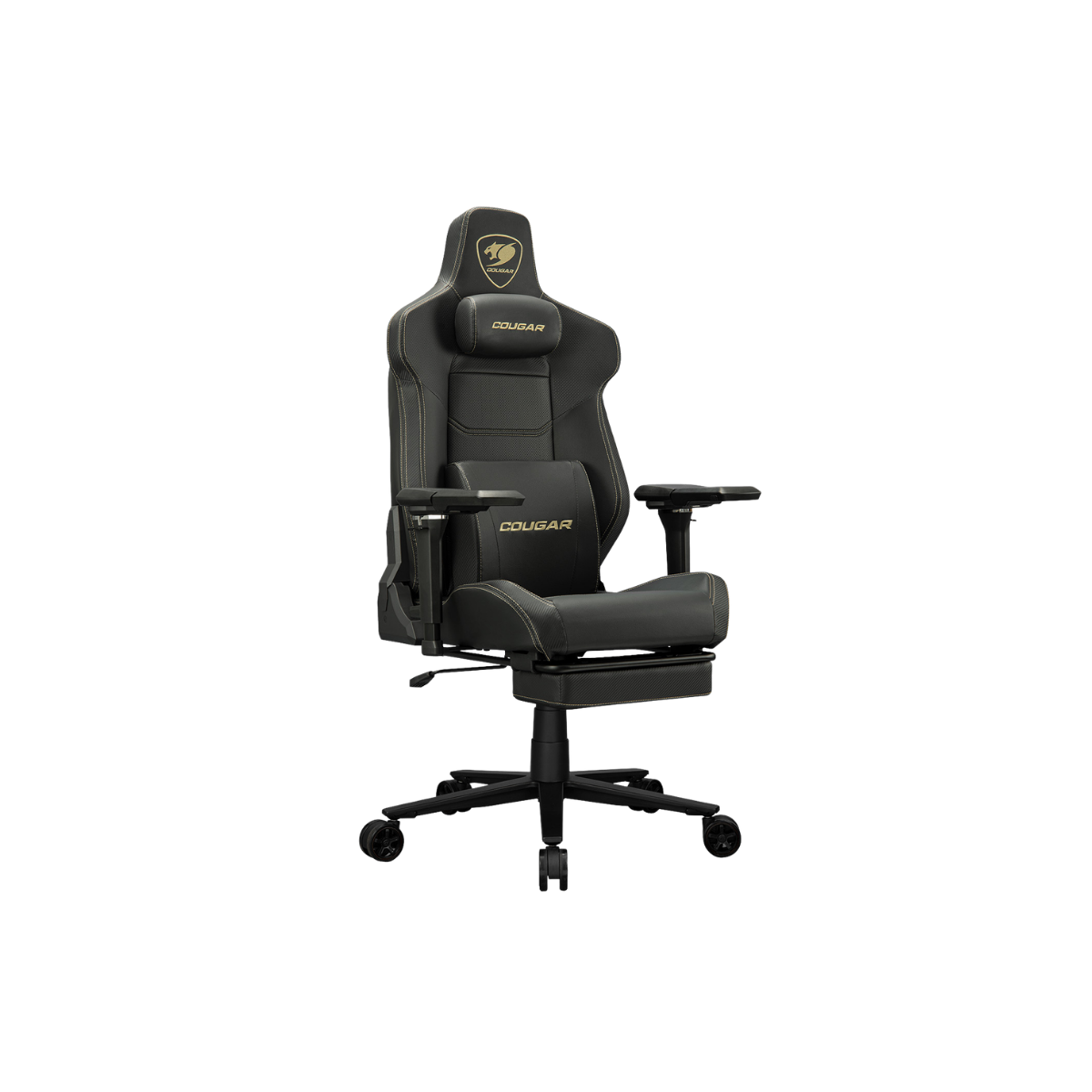 COUGAR ARMOR EVO M GAMING CHAIR W/ HEADREST & LUMBAR CUSHION, 5D-ARMREST (BLACK/GOLD)