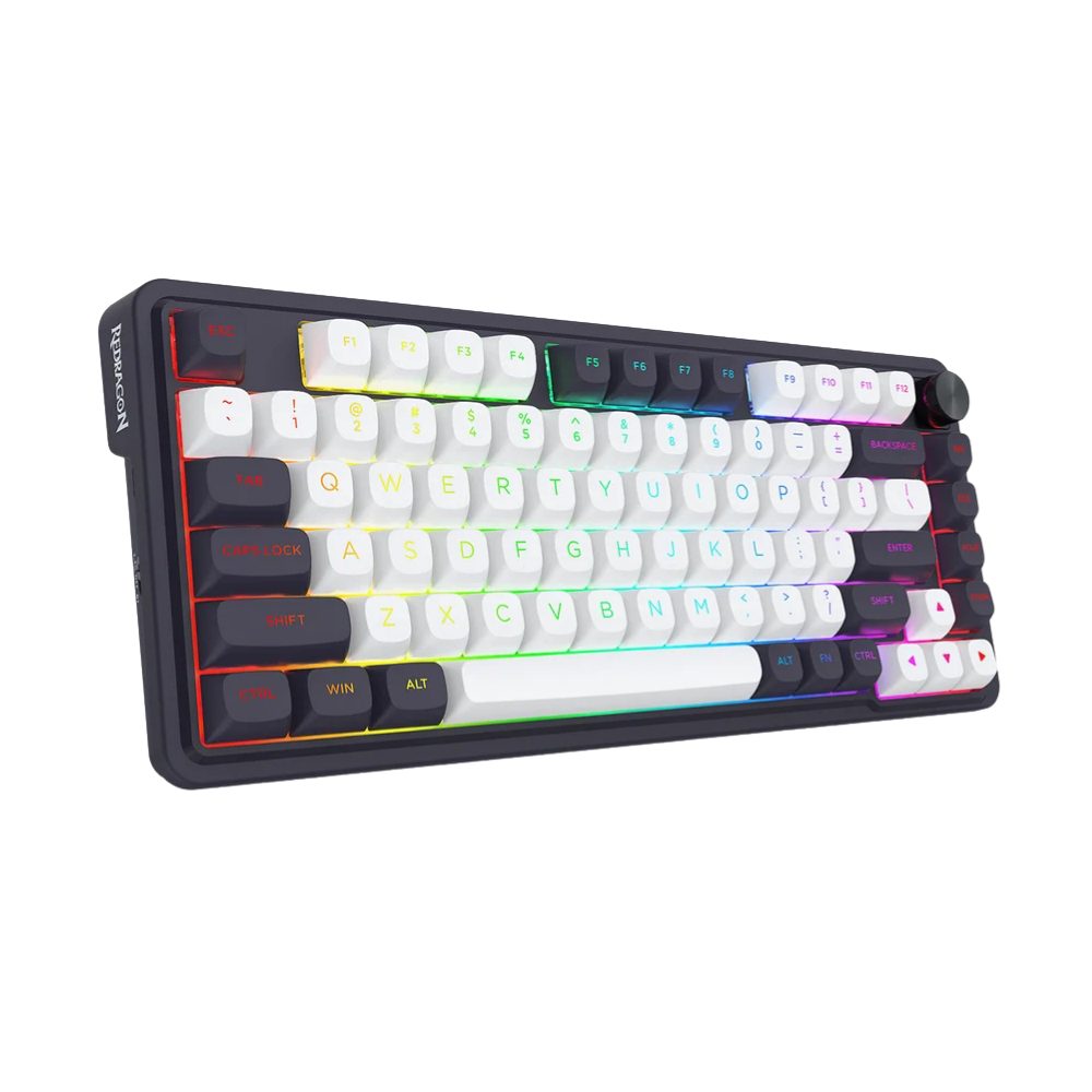 REDRAGON UCAL MAX RGB 81-KEY TRI-MODE MECHANICAL KEYBOARD W/ KNOB (LINEAR SWITCH/SWAPPBL) WHTBLK