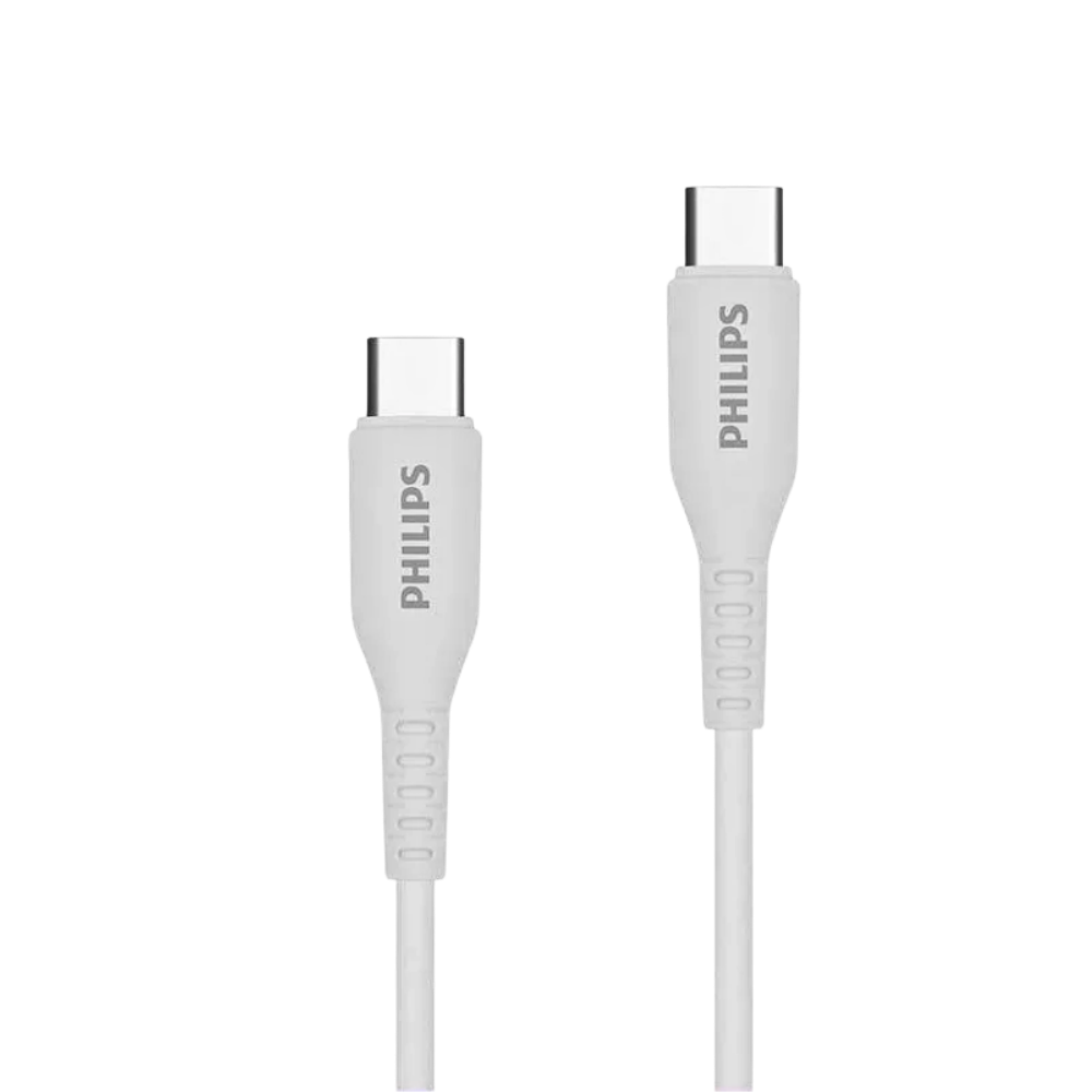 PHILIPS USB-C (M) TO USB-C (M) 60W SILICON CABLE (4FT/1.2M) WHITE