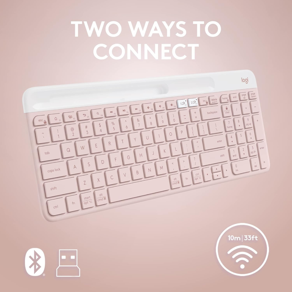 LOGITECH BLUETOOTH/WIRELESS MULTI-DEVICE KEYBOARD K580-Rose