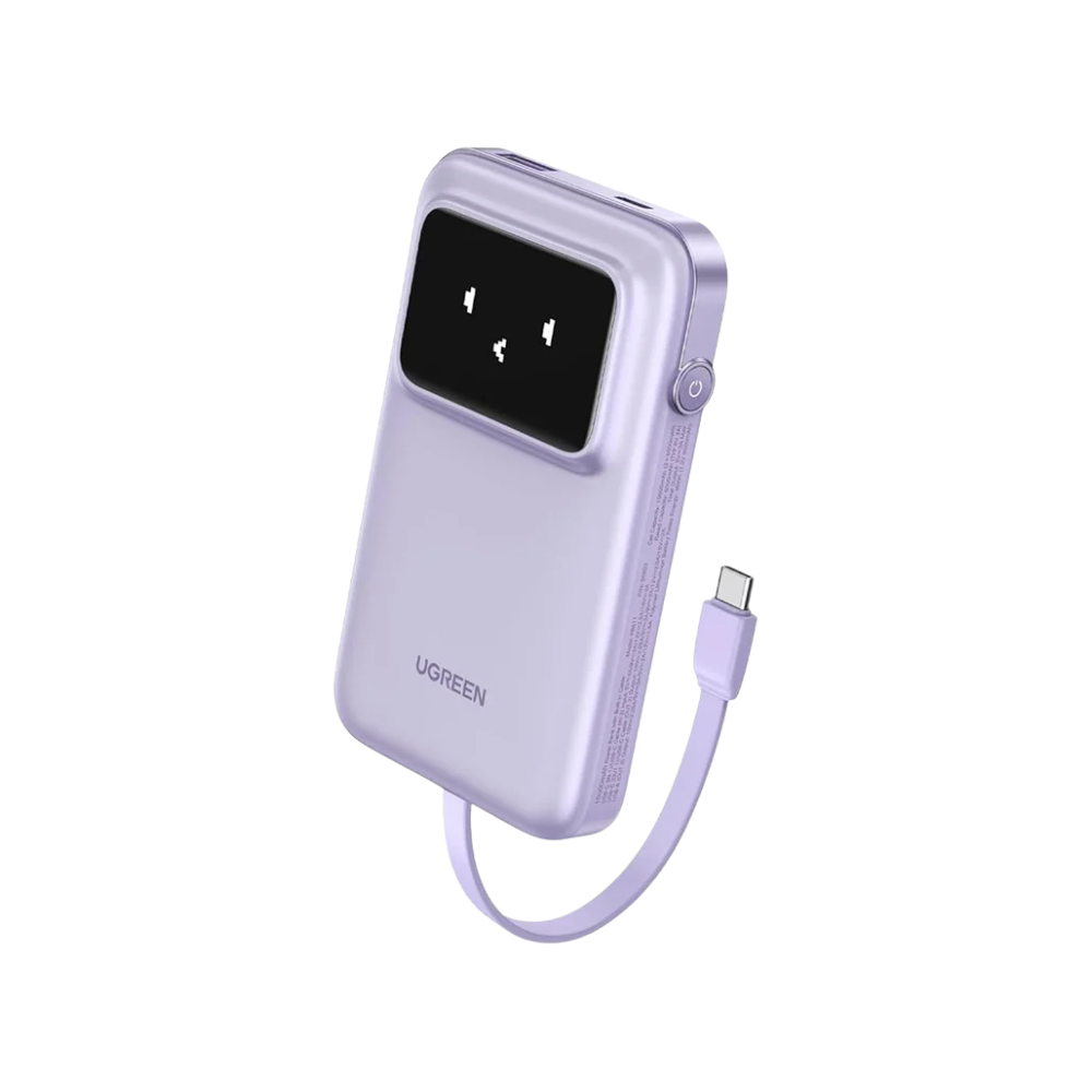 UGREEN PB511 POWERBANK 10000MAH 30W W/ BUILT-IN USB-C CABLE & LED DISPLAY (1XUSB-A, 1XUSB-C)