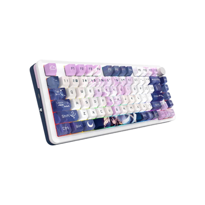 REDRAGON CYRUS PRO RGB 75% TRI-MODE GASKET MECHANICAL KEYBOARD W/ KNOB (LINEAR SWITCH/SWAPPBL) ANIME VIOLET/WHITE