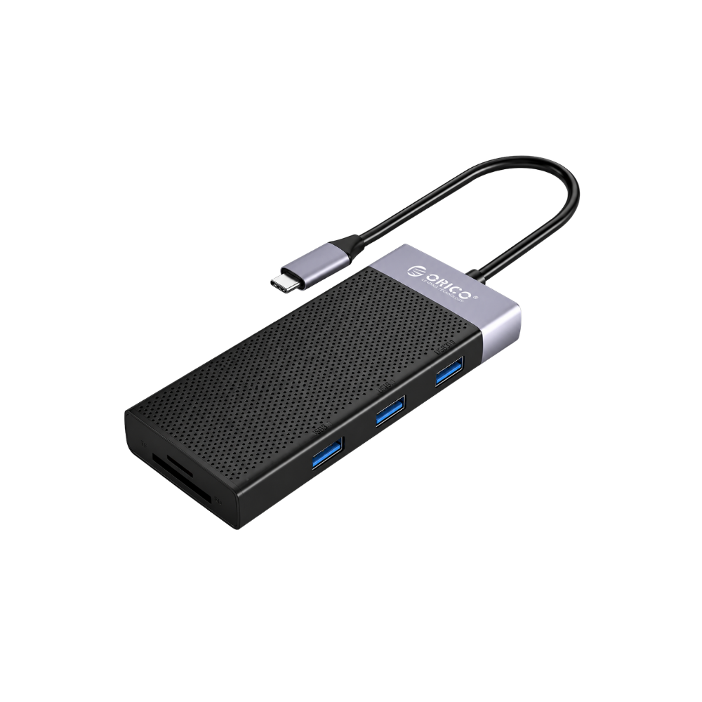 ORICO 10IN1 USB-C HUB (USB3.0,2XUSB2.0,USB-C PD,HDMI,VGA,RJ45,MICROSD,SD,3.5MM) ALUMINUM (BLK)