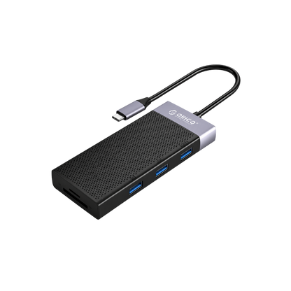 ORICO 10IN1 USB-C HUB (USB3.0,2XUSB2.0,USB-C PD,HDMI,VGA,RJ45,MICROSD,SD,3.5MM) ALUMINUM (BLK)