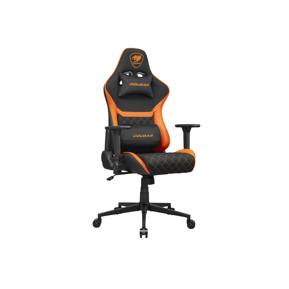 COUGAR ARMOR ONE GAMING CHAIR-V2 F W/ HEADREST & LUMBAR CUSHION (BLACK/ORANGE)