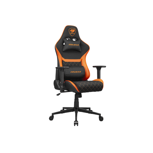 COUGAR ARMOR ONE GAMING CHAIR-V2 F W/ HEADREST & LUMBAR CUSHION (BLACK/ORANGE)