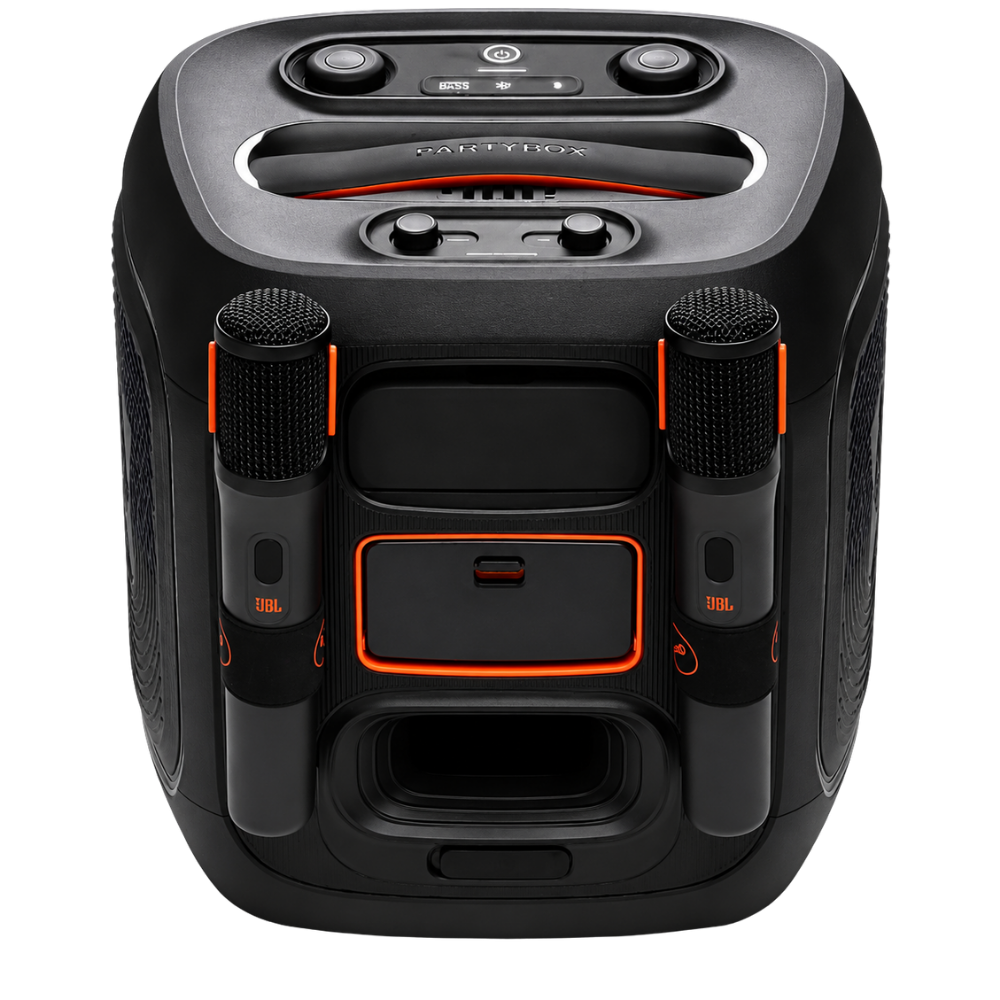 JBL PARTYBOX ENCORE 2 PLUS PORTABLE BLUETOOTH SPEAKER W/ 2 WIRELESS MIC (BLACK)