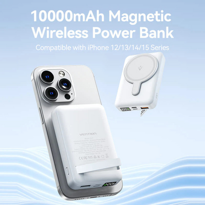 VENTION 10000MAH MAGNETIC POWERBANK (1XUSB-C, 1XUSB-A, 1XLIGHTNING) BLACK
