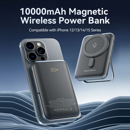 VENTION 10000MAH 15W MAGNETIC POWERBANK W/ KICKSTAND (1XUSB-C) BLACK