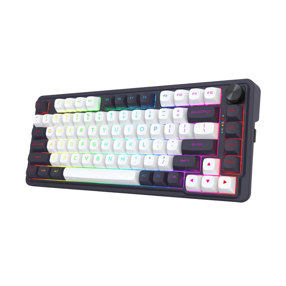 REDRAGON UCAL MAX RGB 81-KEY TRI-MODE MECHANICAL KEYBOARD W/ KNOB (LINEAR SWITCH/SWAPPBL) WHTBLK