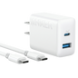 ANKER 20W 1XUSB-A, 1XUSB-C WALL CHARGER W/ USB-C CABLE WHITE