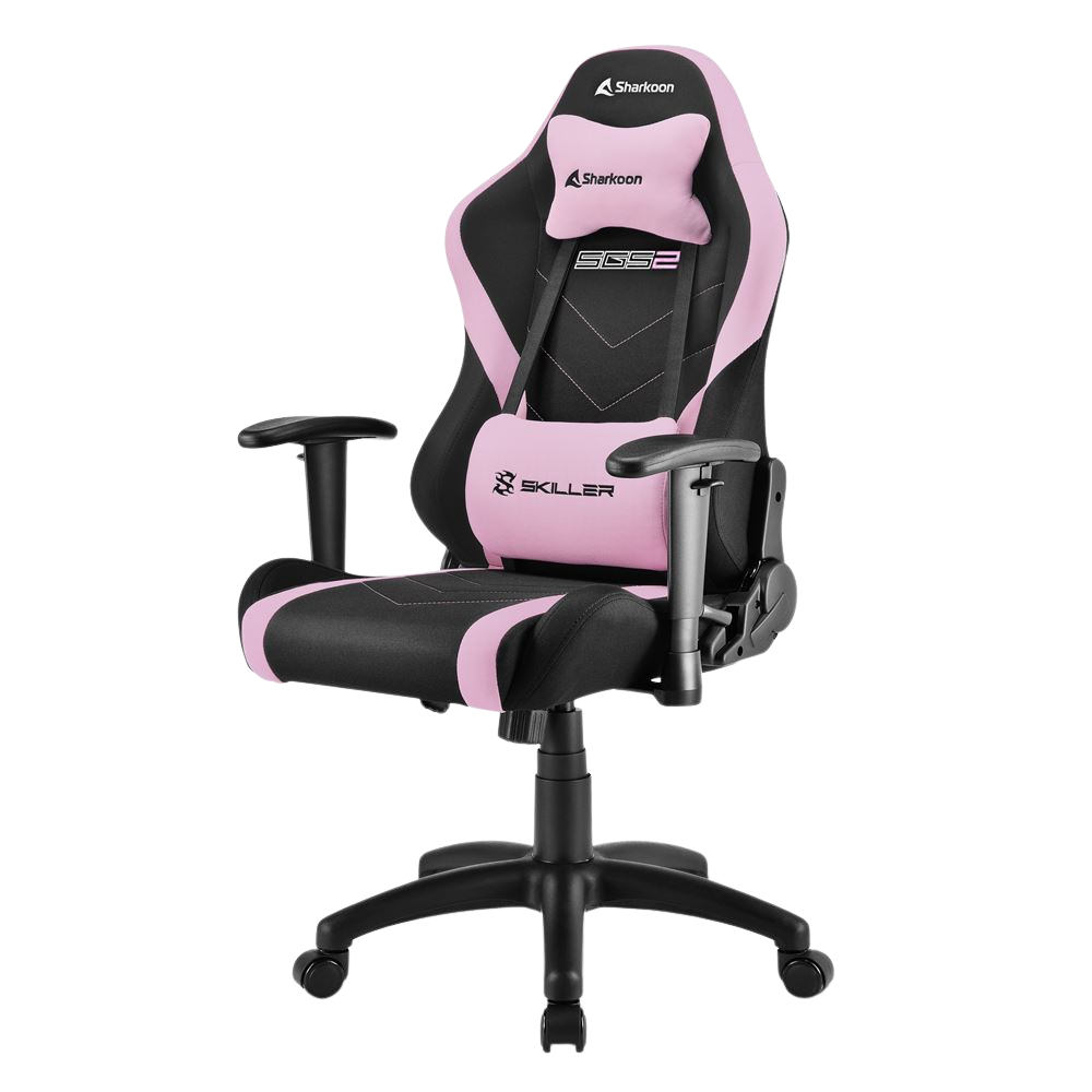 SHARKOON SKILLER SGS2 JR GAMING CHAIR W/ HEADREST & LUMBAR CUSHION (PINK)