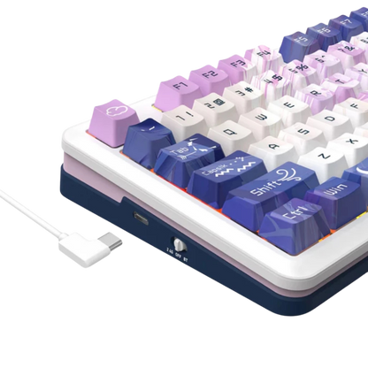REDRAGON CYRUS PRO RGB 75% TRI-MODE GASKET MECHANICAL KEYBOARD W/ KNOB (LINEAR SWITCH/SWAPPBL) ANIME VIOLET/WHITE