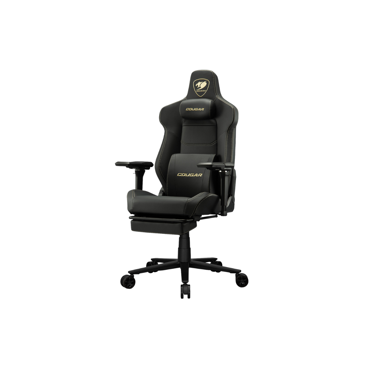 COUGAR ARMOR EVO M GAMING CHAIR W/ HEADREST & LUMBAR CUSHION, 5D-ARMREST (BLACK/GOLD)