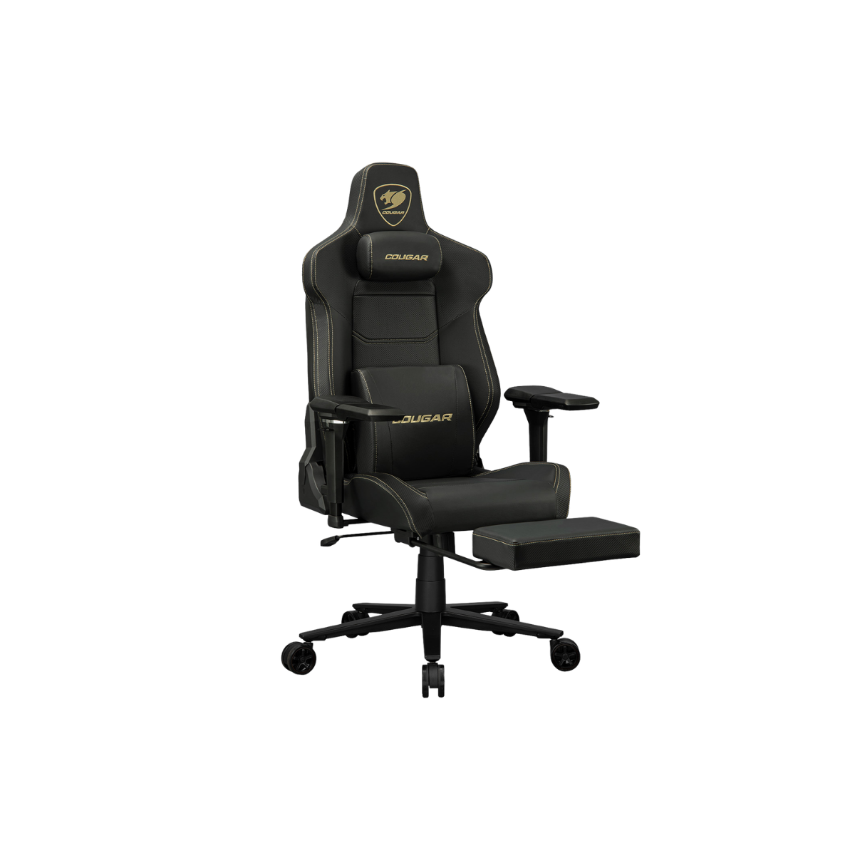 COUGAR ARMOR EVO M GAMING CHAIR W/ HEADREST & LUMBAR CUSHION, 5D-ARMREST (BLACK/GOLD)