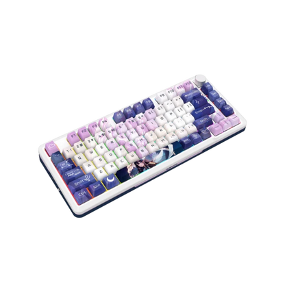 REDRAGON CYRUS PRO RGB 75% TRI-MODE GASKET MECHANICAL KEYBOARD W/ KNOB (LINEAR SWITCH/SWAPPBL) ANIME VIOLET/WHITE