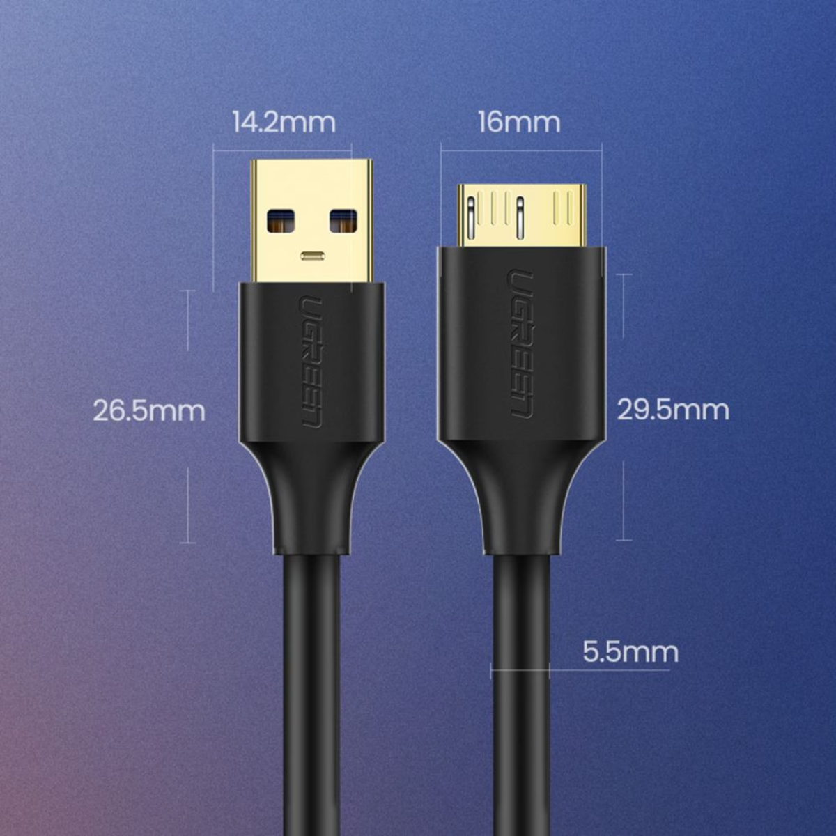 UGREEN USB-A 3.0 (M) TO MICRO USB 3.0 (M) EXTENSION CABLE-0.5M
