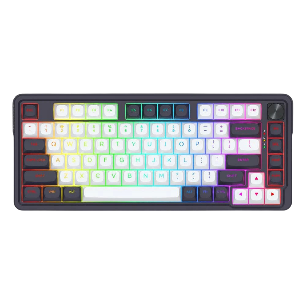 REDRAGON UCAL MAX RGB 81-KEY TRI-MODE MECHANICAL KEYBOARD W/ KNOB (LINEAR SWITCH/SWAPPBL) WHITE/RED