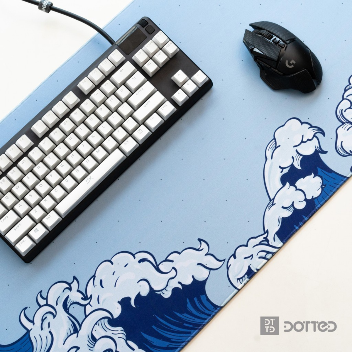 DOTTED GREAT WAVE V2 900X400MM DESK MAT (4MM)