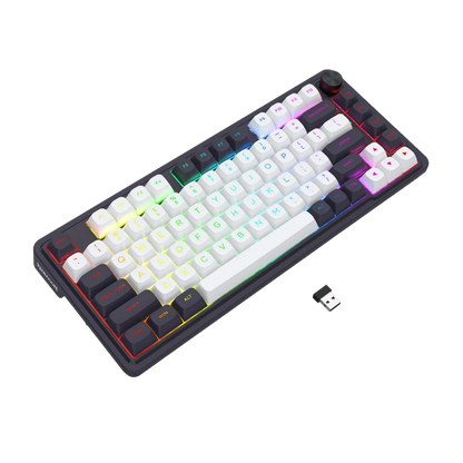 REDRAGON UCAL MAX RGB 81-KEY TRI-MODE MECHANICAL KEYBOARD W/ KNOB (LINEAR SWITCH/SWAPPBL) WHTBLK