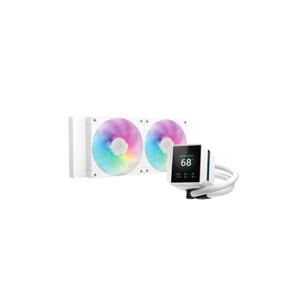 DEEPCOOL MYSTIQUE 240MM AIO ARGB LIQUID CPU COOLER W/ LCD SCREEN (WHITE