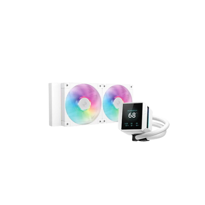 DEEPCOOL MYSTIQUE 240MM AIO ARGB LIQUID CPU COOLER W/ LCD SCREEN (WHITE