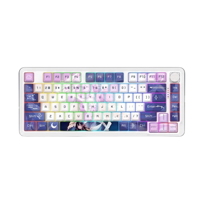 REDRAGON CYRUS PRO RGB 75% TRI-MODE GASKET MECHANICAL KEYBOARD W/ KNOB (LINEAR SWITCH/SWAPPBL) ANIME VIOLET/WHITE