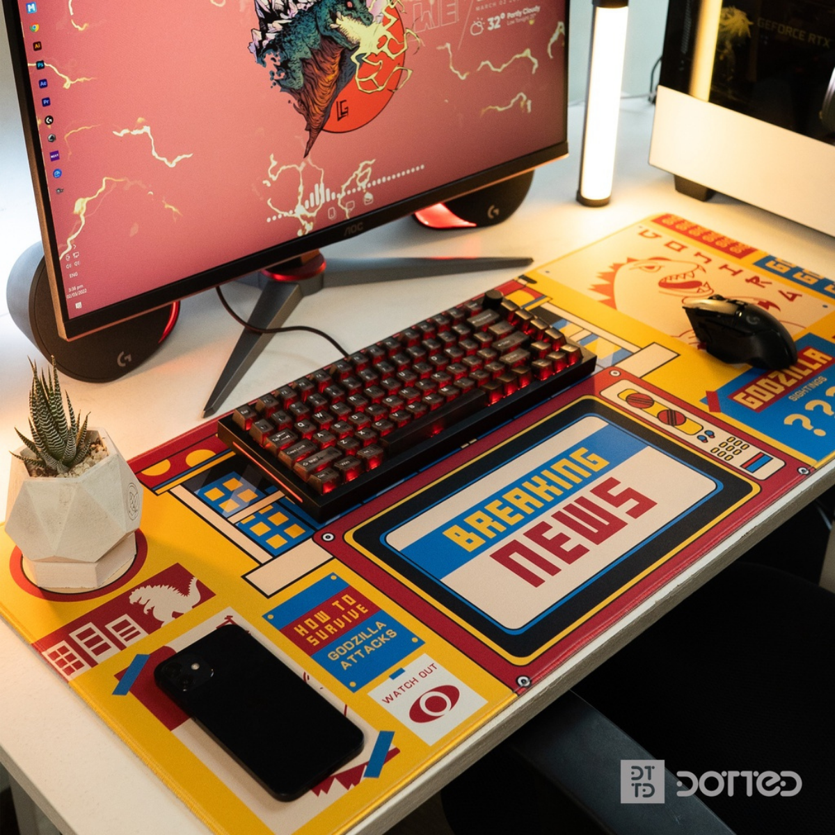 DOTTED GODZILLA 900X400MM DESK MAT (4MM)