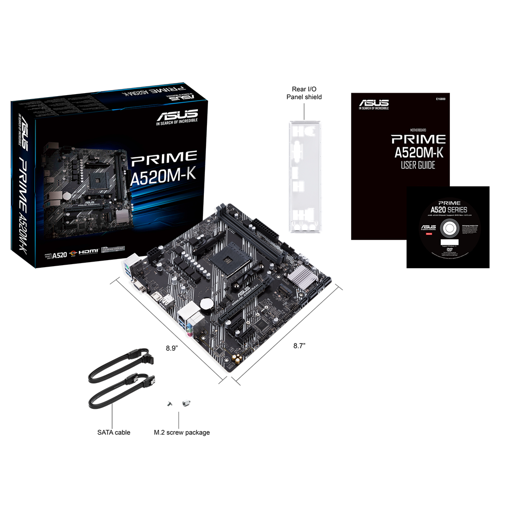 ASUS PRIME A520M-K 2DDR4 M.2 MOTHERBOARD (DB15, HDMI)