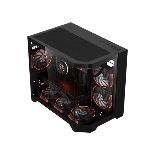 COOLMAN SPECTRA CASE M-ATX CASE W/ TEMPERED GLASS SIDE PANEL, LCD SCREEN