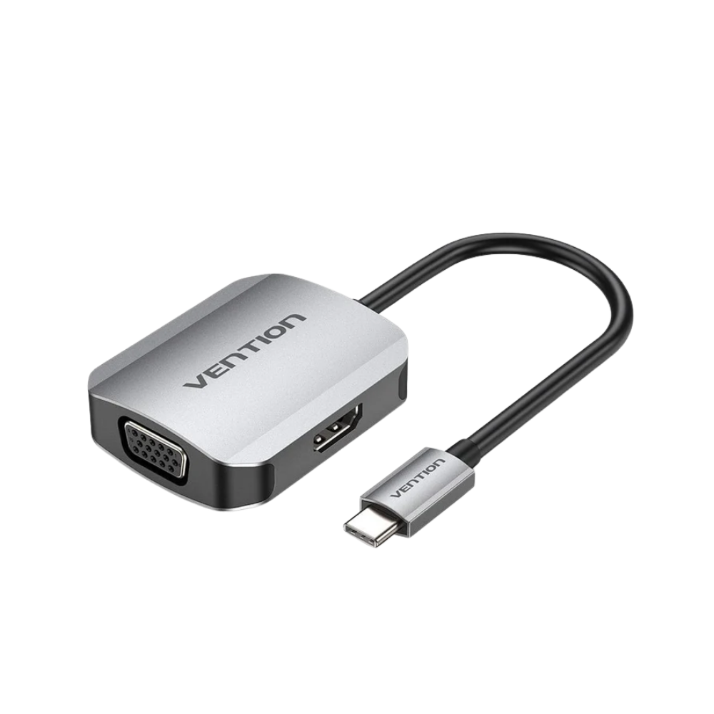 VENTION TYPE-C (M) TO HDMI (F) AND VGA (F) CONVERTER (0.15M) BLACK