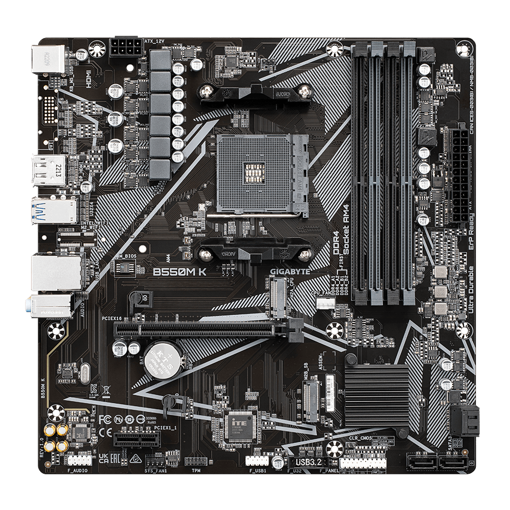 GIGABYTE GA-B550M-K 4DDR4 2XM.2 MOTHERBOARD (HDMI,DP)