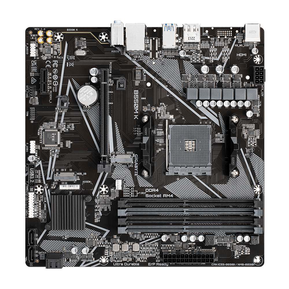 GIGABYTE GA-B550M-K 4DDR4 2XM.2 MOTHERBOARD (HDMI,DP)