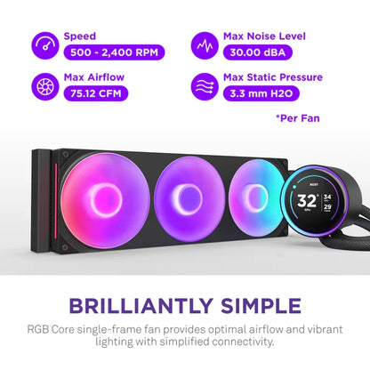 NZXT KRAKEN ELITE 360 RGB AIO LIQUID COOLER W/ LCD DISPLAY, RGB FANS