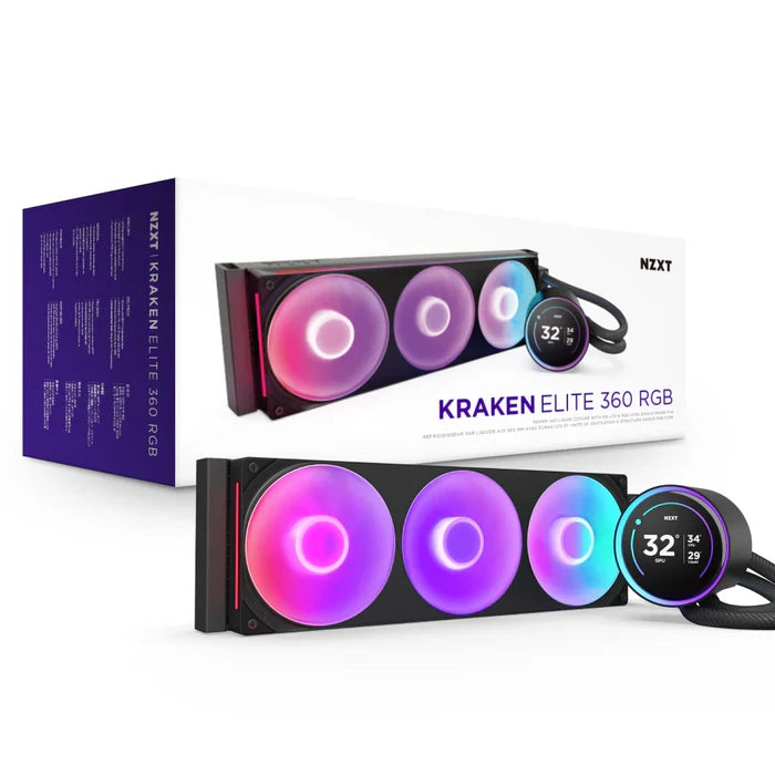 NZXT KRAKEN ELITE 360 RGB AIO LIQUID COOLER W/ LCD DISPLAY, RGB FANS