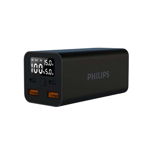 PHILIPS 20000MAH 65W (2XUSB-C, 2XUSB-A) POWERBANK W/ DIGITAL DISPLAY BLACK