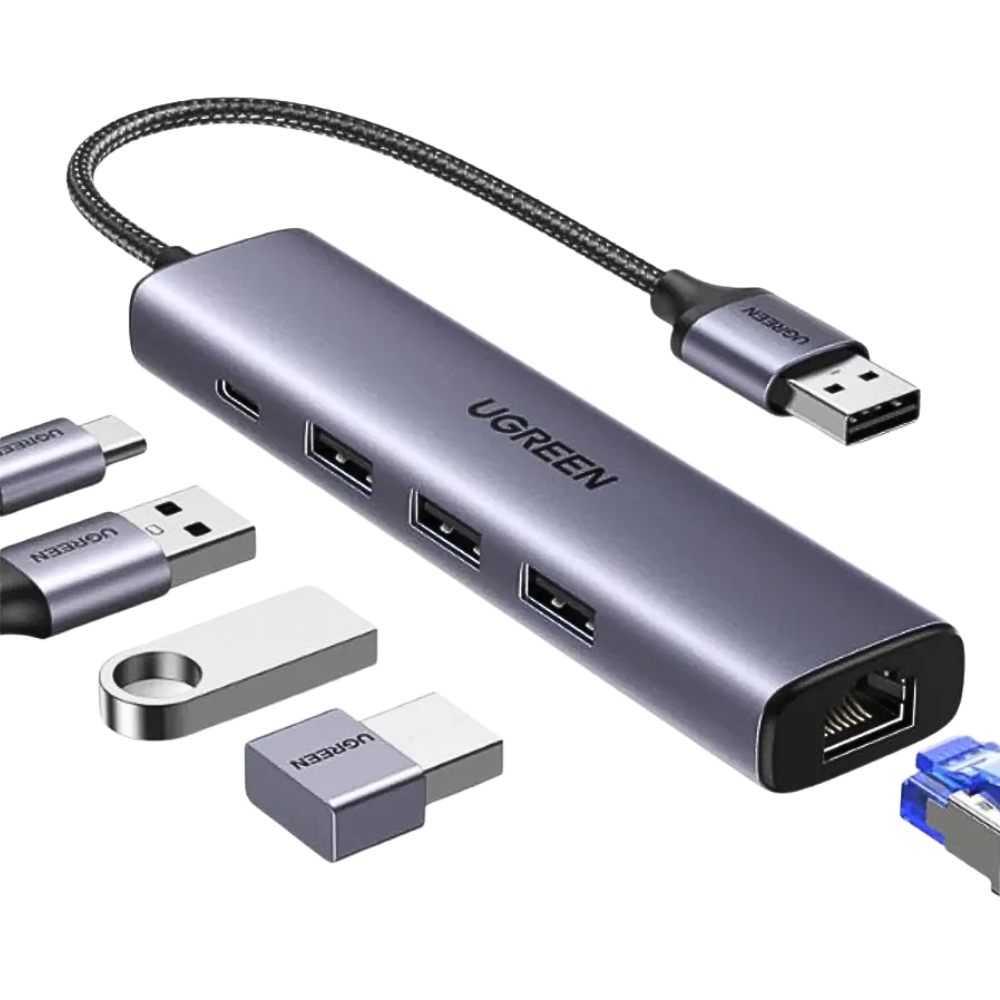 ACC-UGN-60554	UGREEN 5 IN 1 USB-A HUB (3XUSB-A 3.0, USB-C (PD), RJ45)