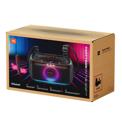 JBL PARTYBOX ON-THE-GO 2 PLUS PORTABLE BLUETOOTH SPEAKER W/ 2 WIRELESS MIC (BLACK)