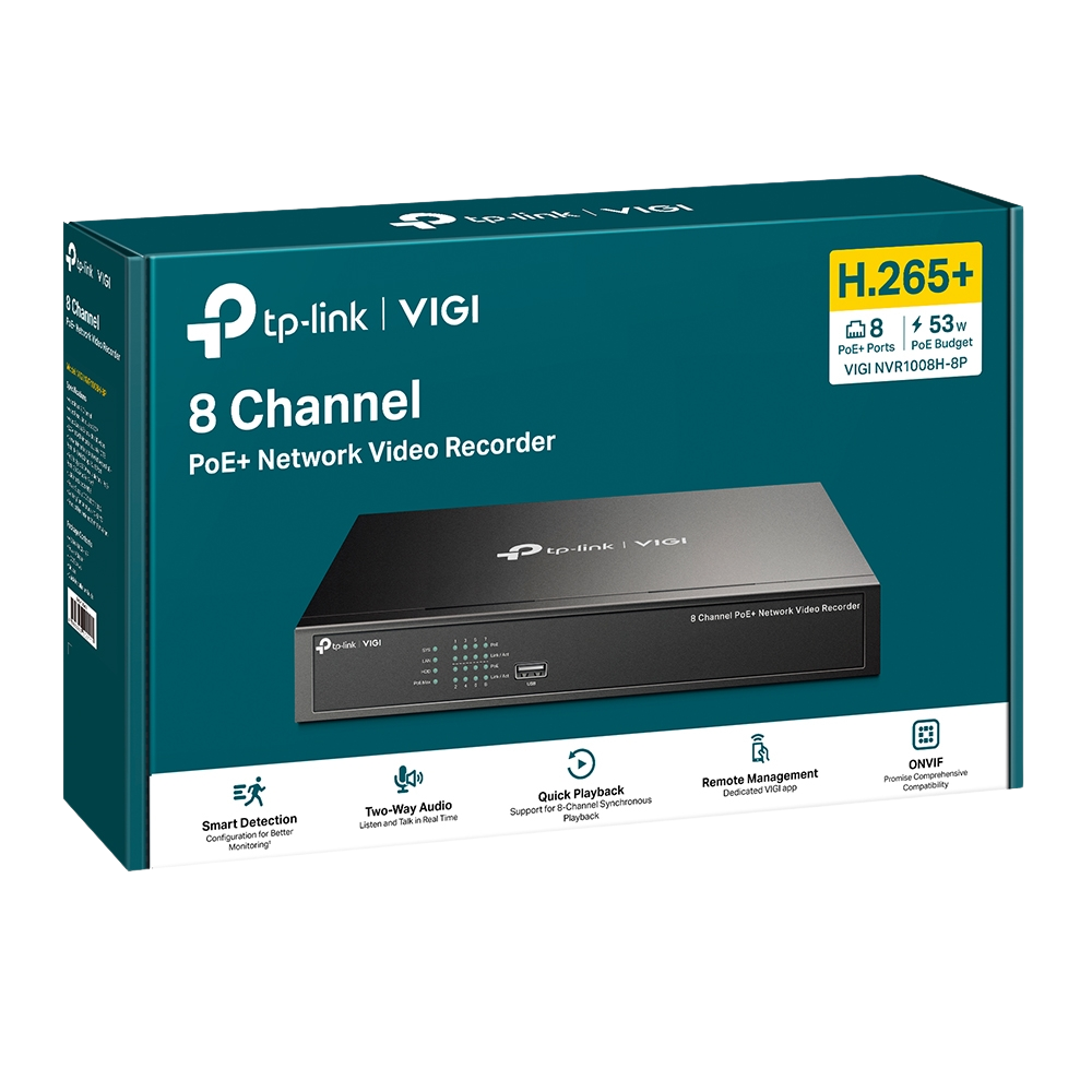 TPLINK VIGI 8CH 2MP FULL COLOR CAMERA KIT (NVR1008H-8P, 4XC420, 4XC320, 8X20M UTP CABLE)