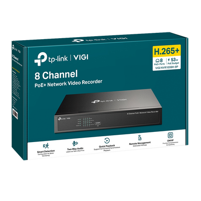 TPLINK VIGI 8CH 2MP FULL COLOR CAMERA KIT (NVR1008H-8P, 4XC420, 4XC320, 8X20M UTP CABLE)